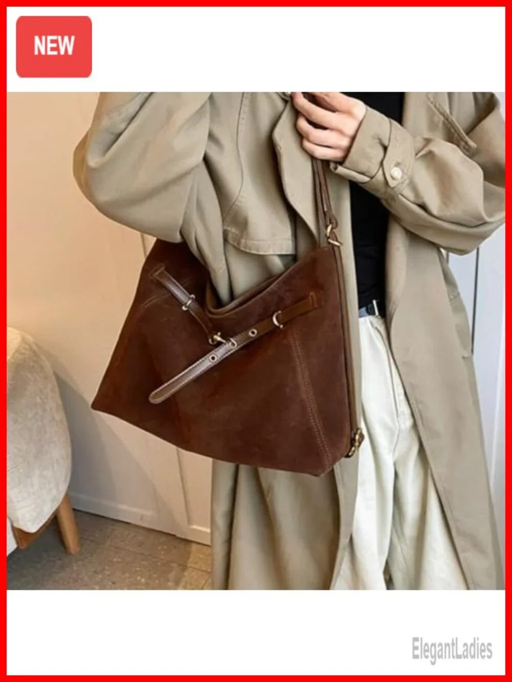 Faux Suede Crossbody Tote Bag Hobo Purse Shoulder Handbag Large Satchel